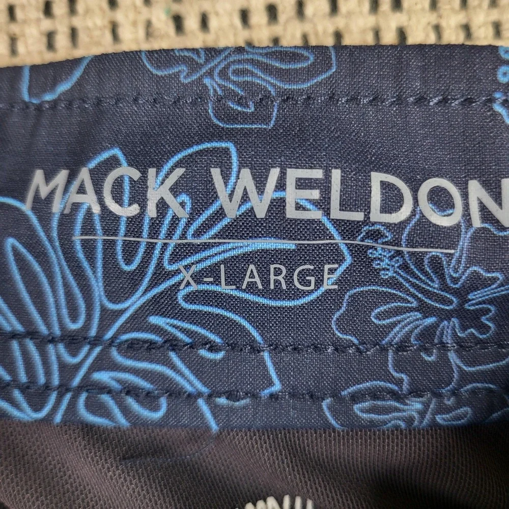 Mack Weldon Swim Shorts Mens XL Blue Floral‎ Hibiscus Board Trunks Quick Dry
